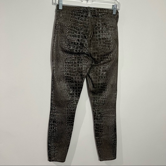 New L’agence Margot High Rise Skinny Jeans In Chestnut Black Croc Foil Size 25 - Picture 5 of 11